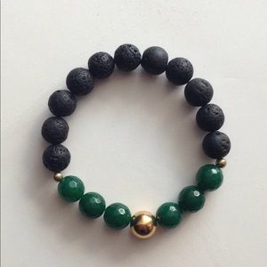 Green Jade & Lava Stone Bracelet